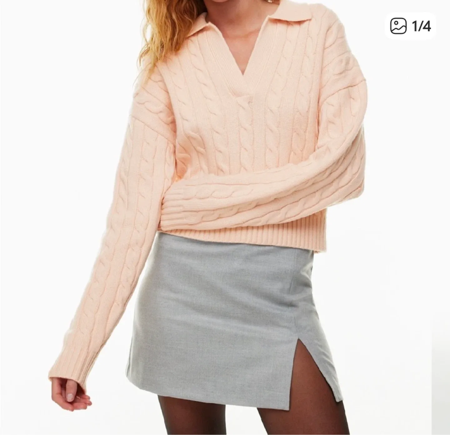 Aritzia Pink Cable Knit Sweater thumbnail