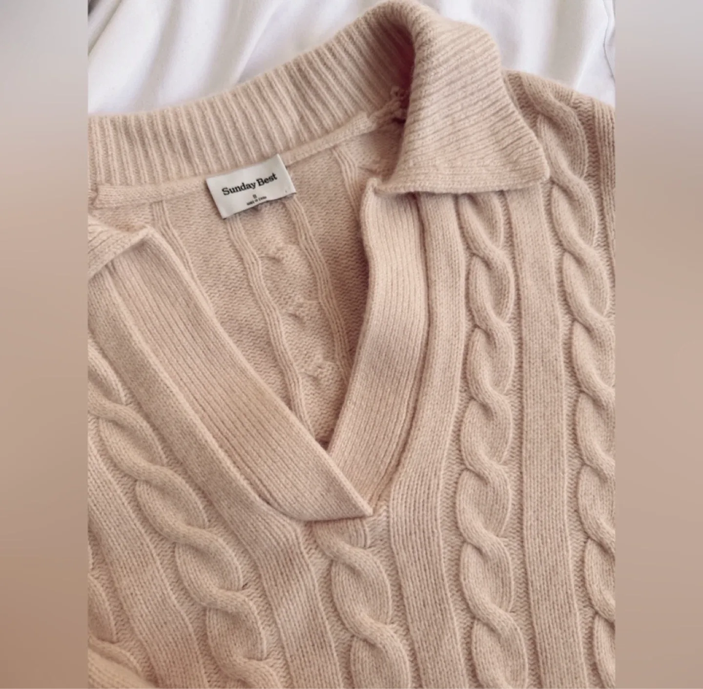 Aritzia Pink Cable Knit Sweater image indicator(2)