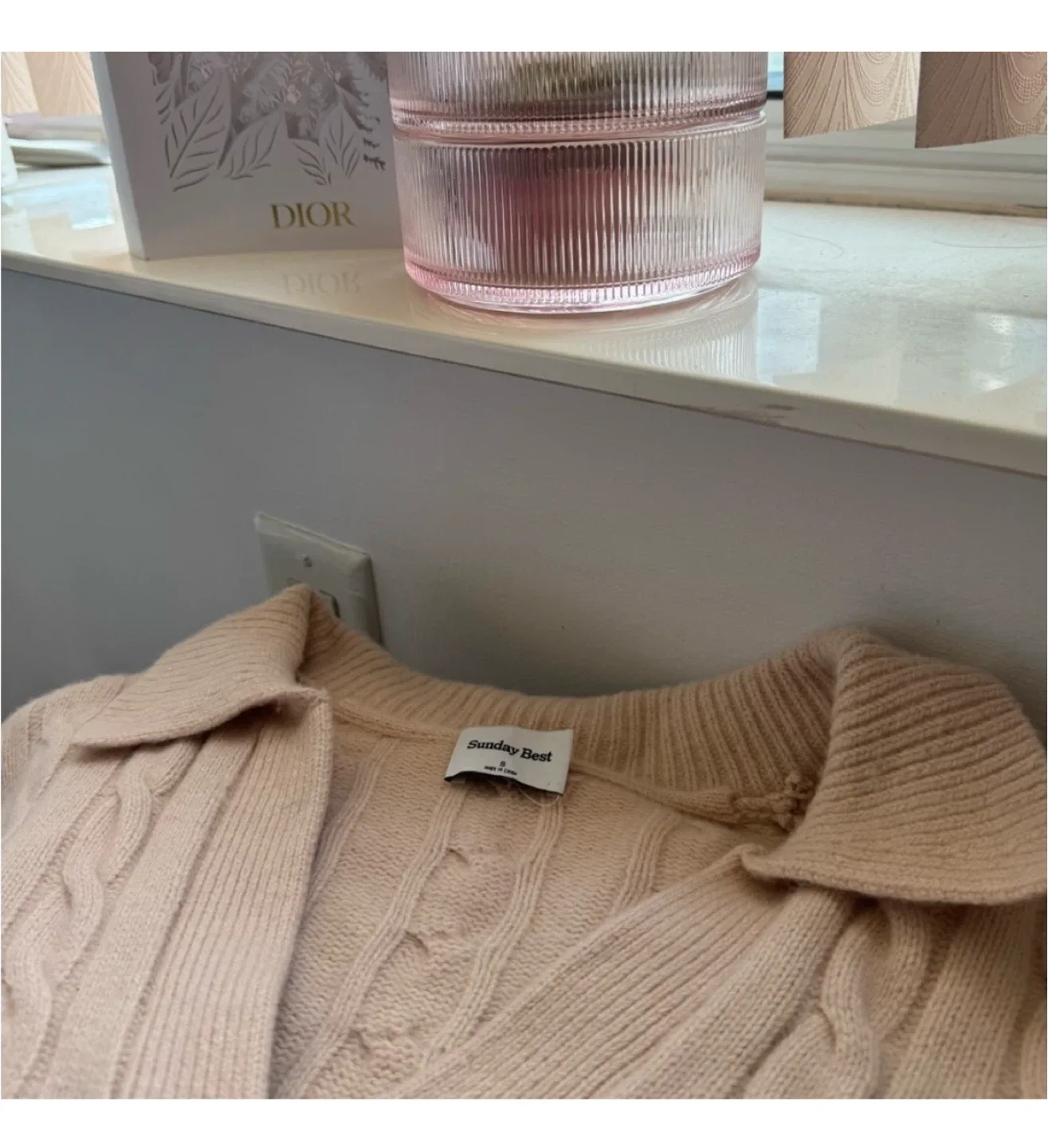 Aritzia Pink Cable Knit Sweater image indicator(3)