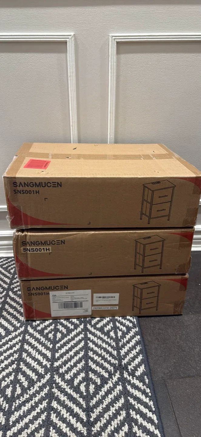 SANGMUCEN Nightstand with Charging Station - Black image indicator(8)