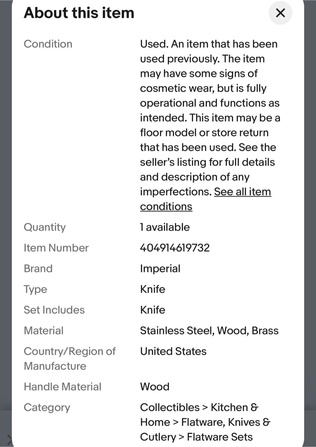 Imperial Diamond Edge Stainless Steel Knife image indicator(6)