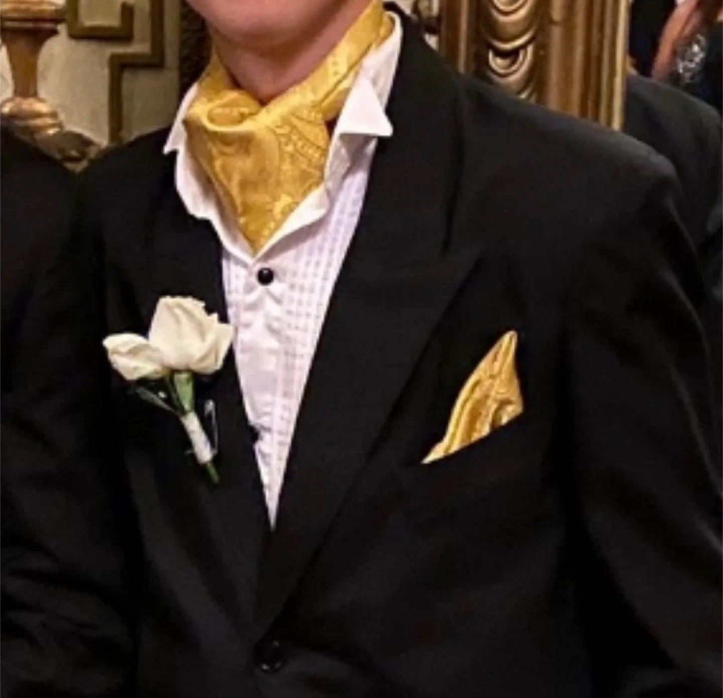 DiBanGu Gold Paisley Ascot Tie, New in Box image indicator(5)