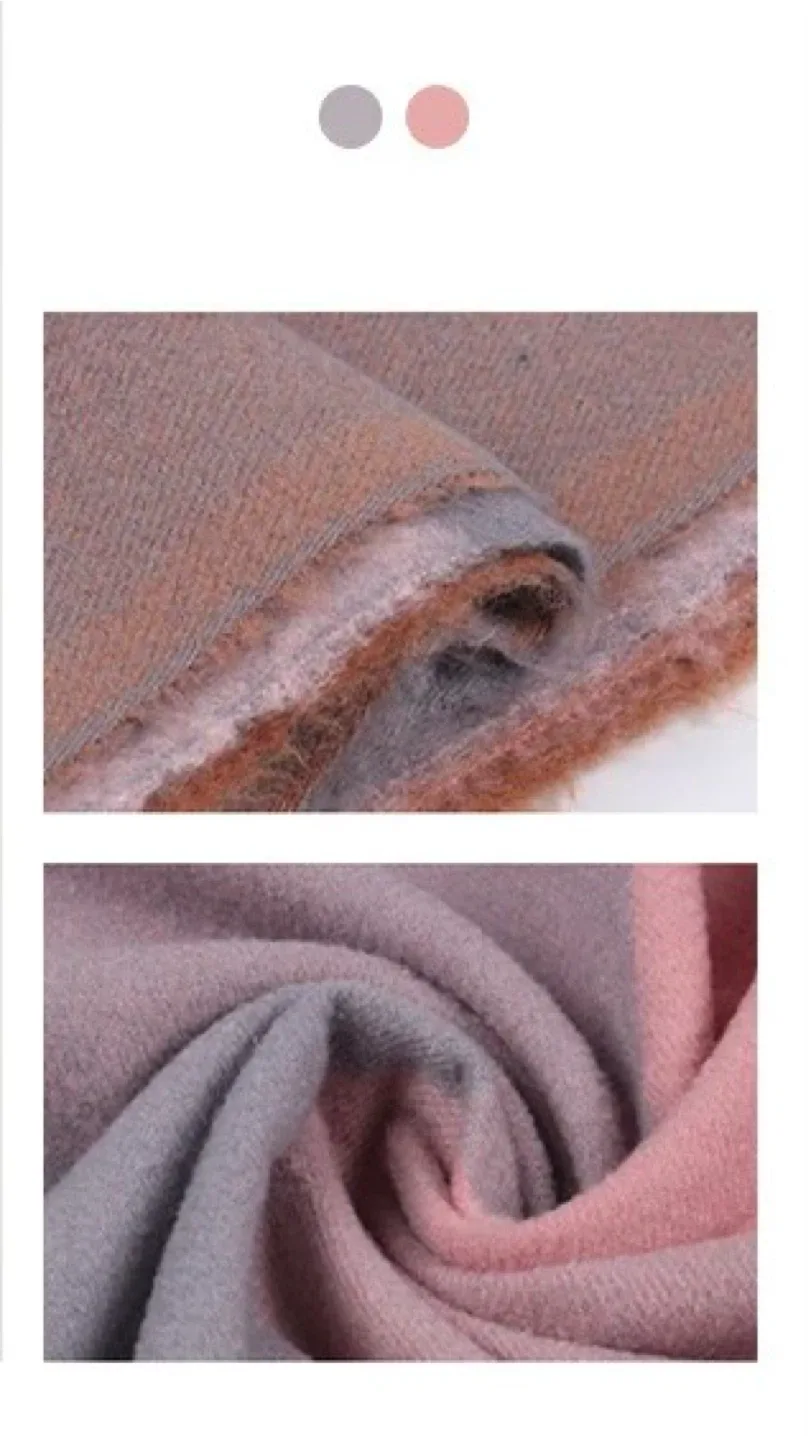 Plaid Scarf/Shawl - Pink, Grey, Tan/Brown image indicator(3)
