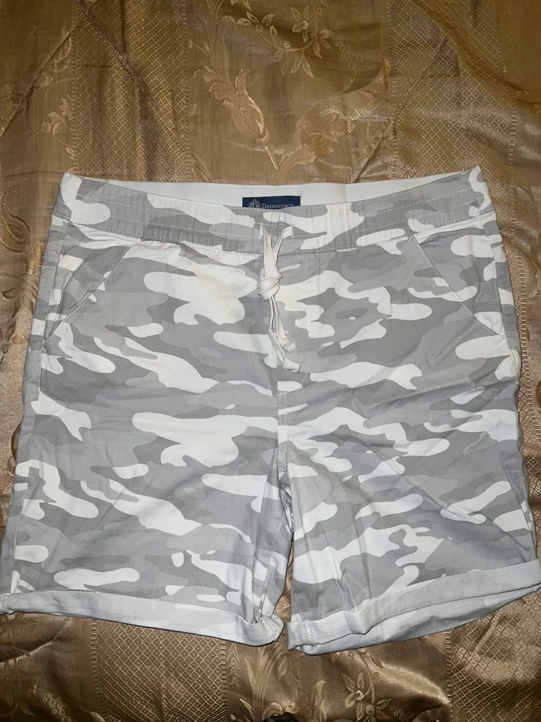 SIZE 16 Gray and White Camo Shorts thumbnail