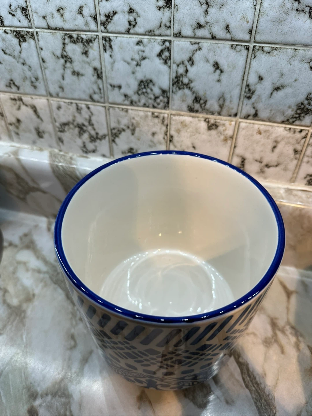 Mediterranean Blue & White Patterned Ceramic Planter - photo 2