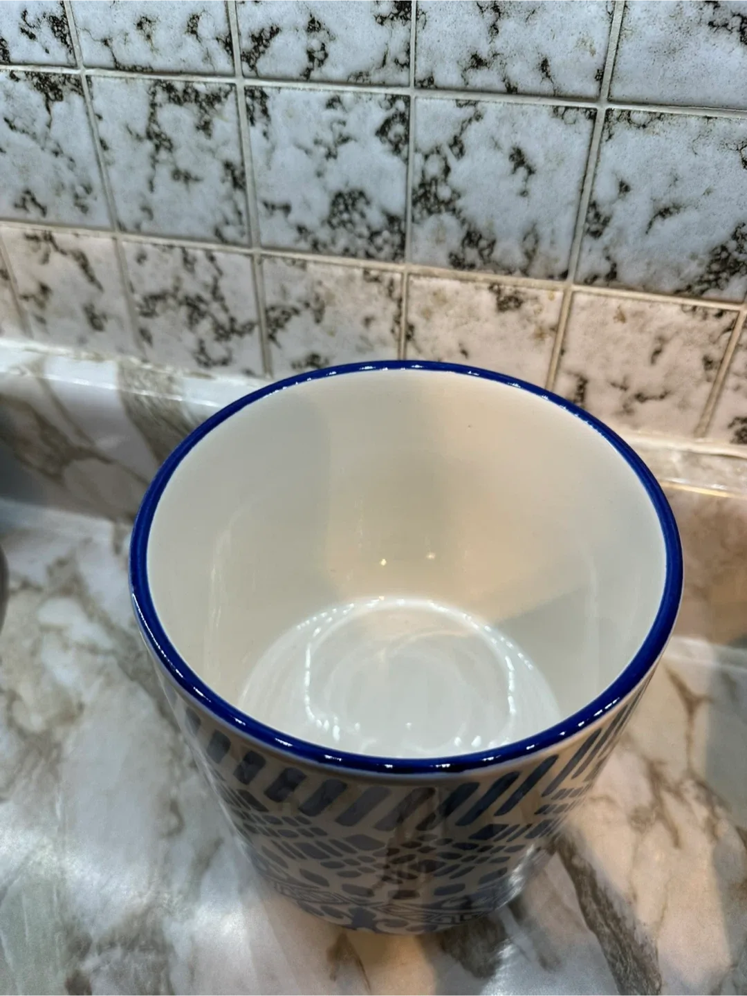 Mediterranean Blue & White Patterned Ceramic Planter image indicator(2)