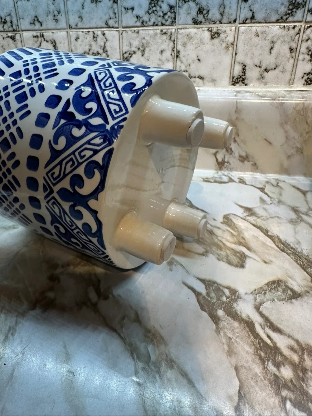 Mediterranean Blue & White Patterned Ceramic Planter image indicator(3)