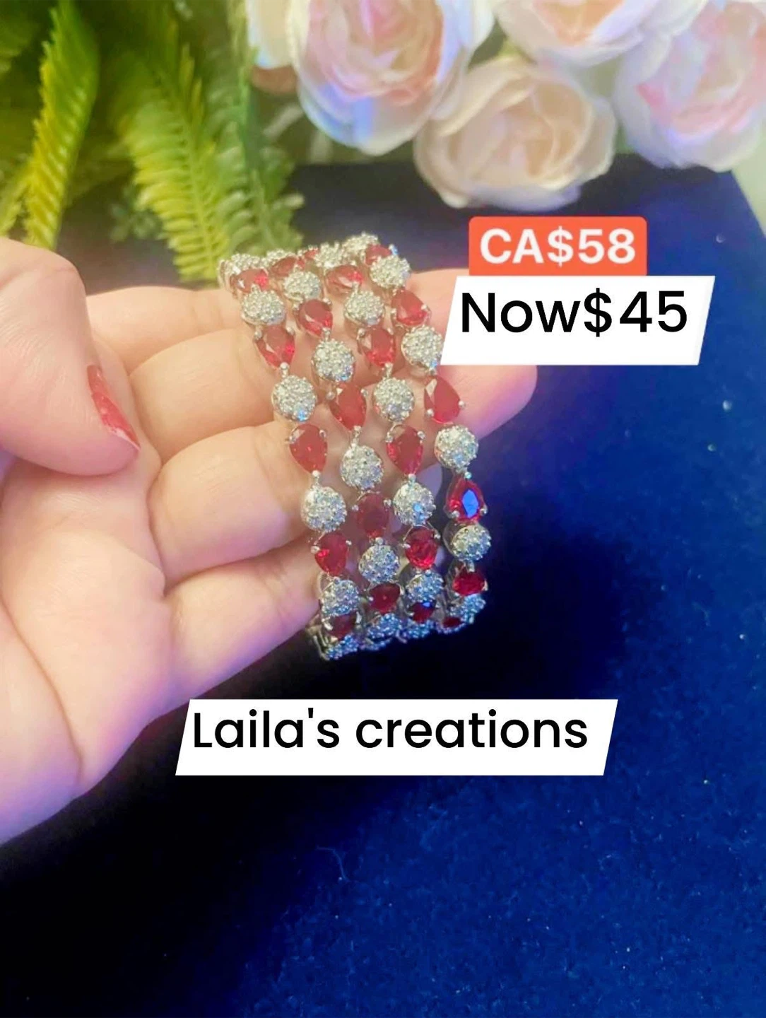 Laila's Creations Red & Silver Bracelet