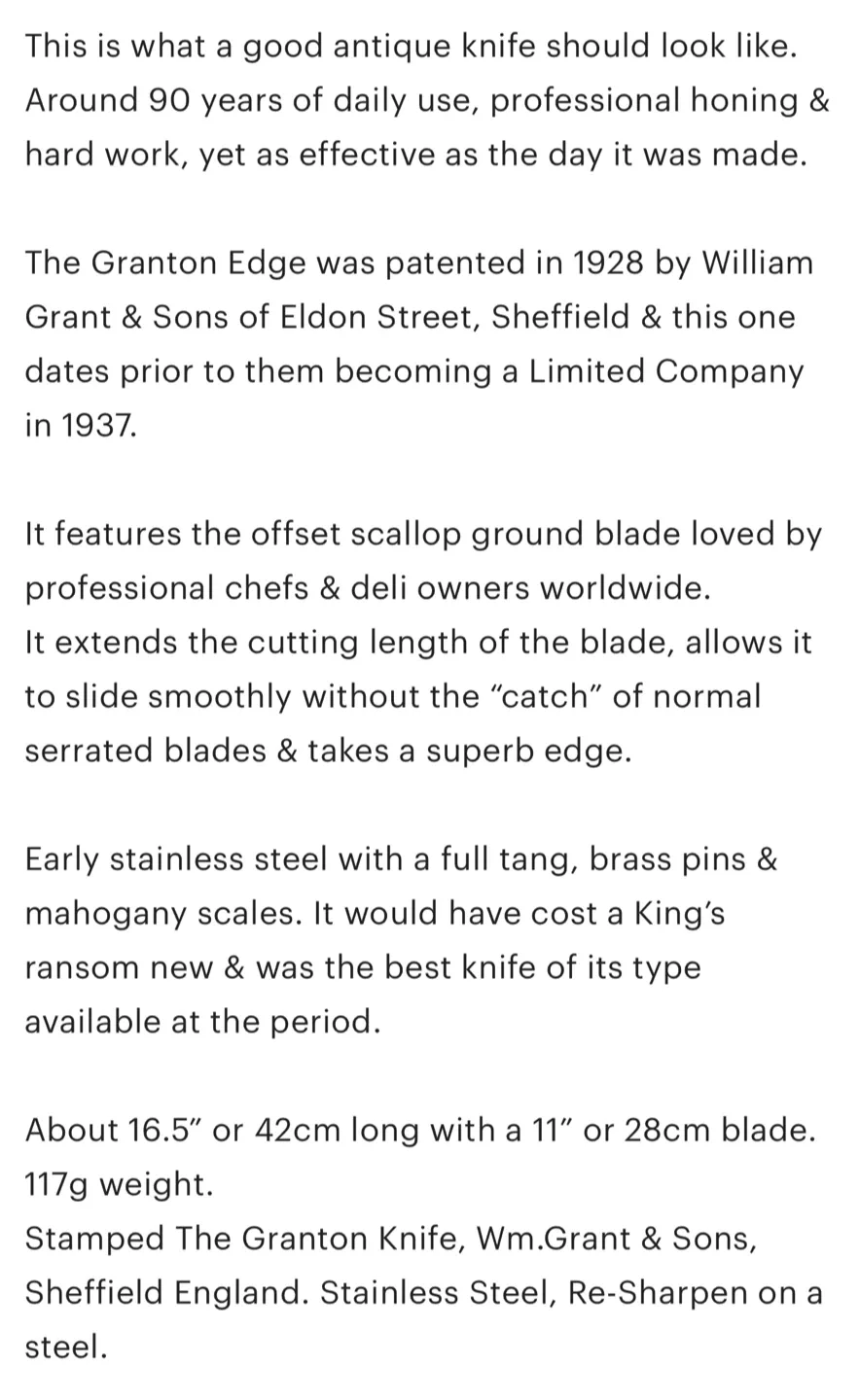 Vintage Wm. Grant & Sons Granton Edge Knife image indicator(3)