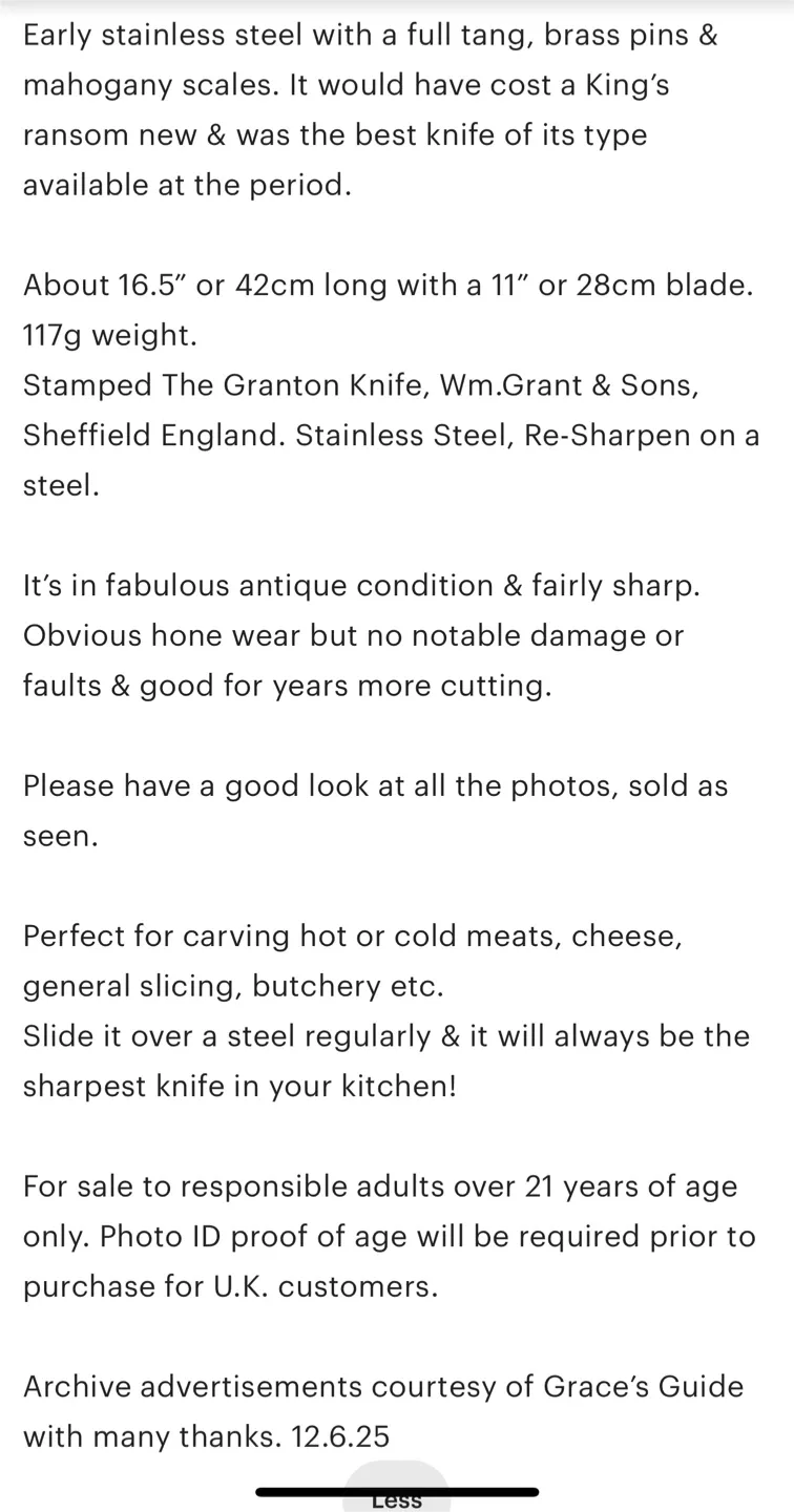 Vintage Wm. Grant & Sons Granton Edge Knife image indicator(4)