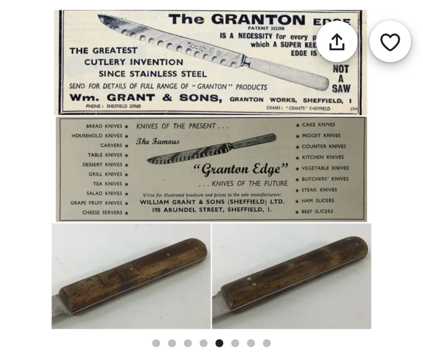 Vintage Wm. Grant & Sons Granton Edge Knife image indicator(2)