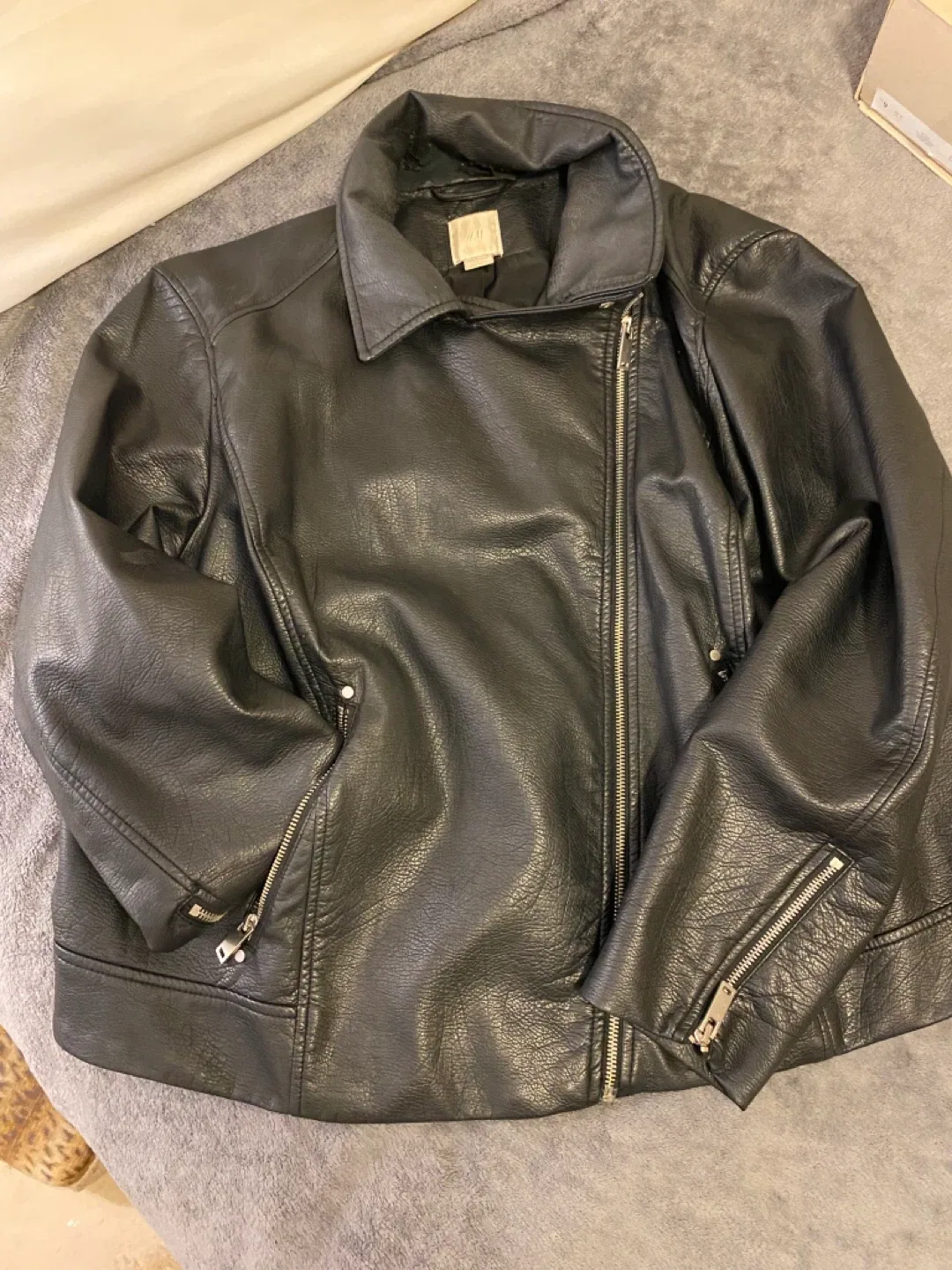 A New Day Black Faux Leather Jacket - Size S thumbnail