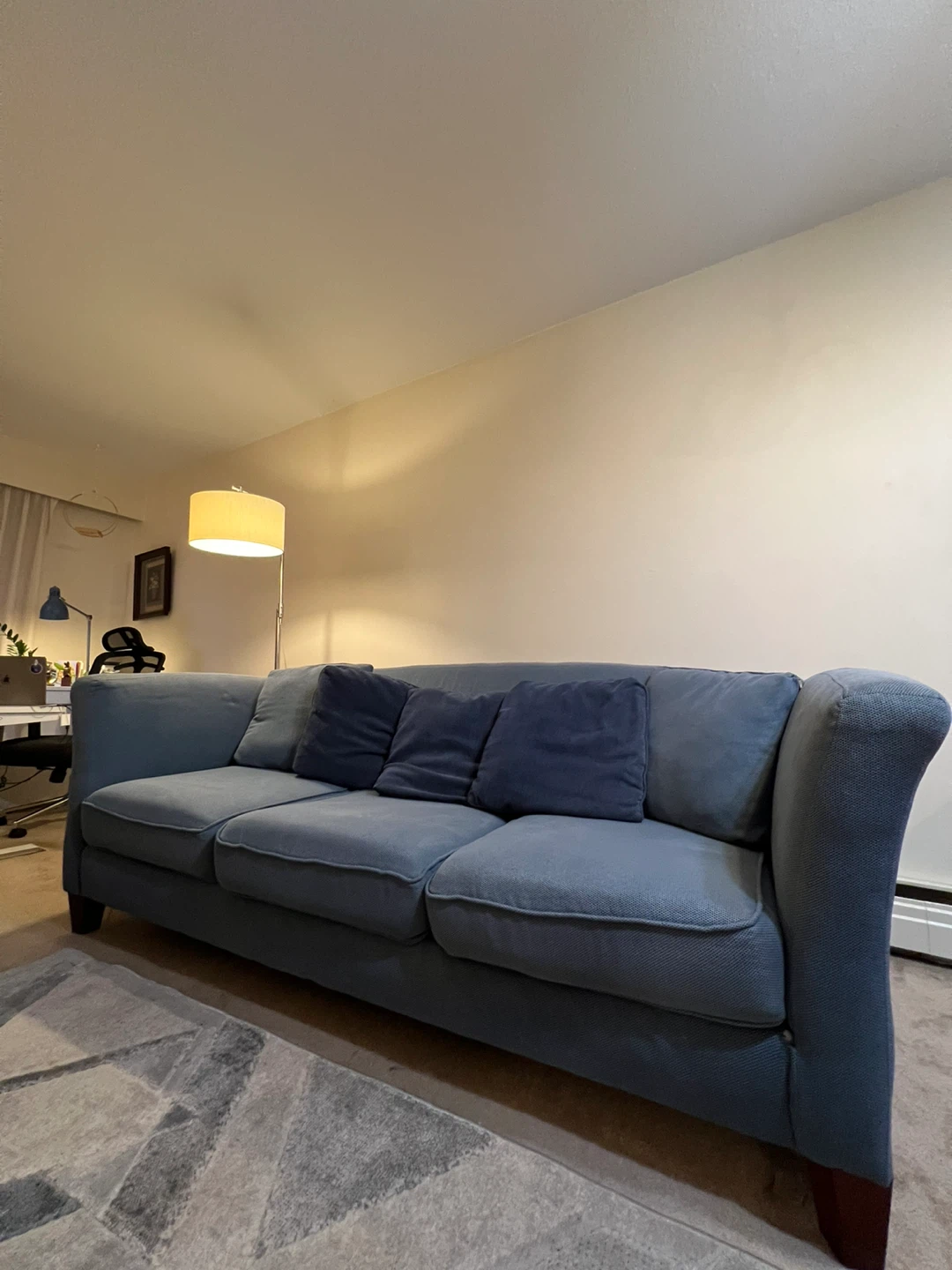 Comfortable Three-Seat Sofa - Blue