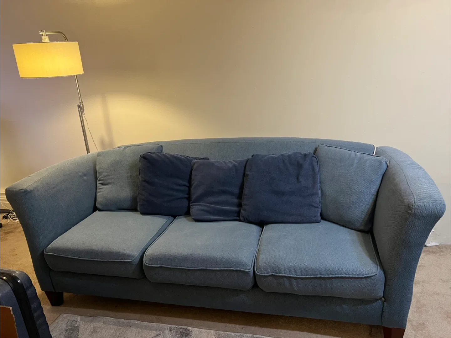 Comfortable Three-Seat Sofa - Blue image indicator(4)