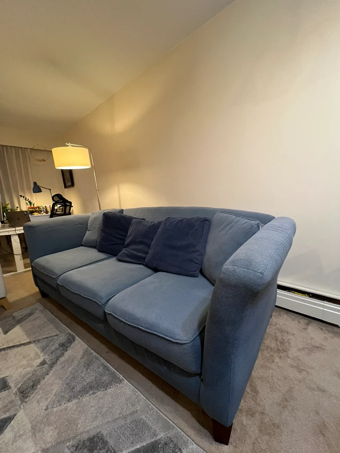 Comfortable Three-Seat Sofa - Blue image indicator(5)