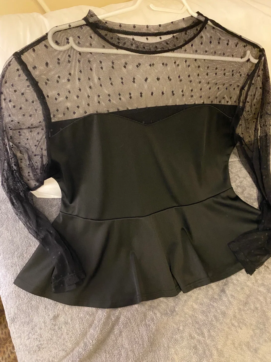 Black Long Sleeve Peplum Top image indicator(2)