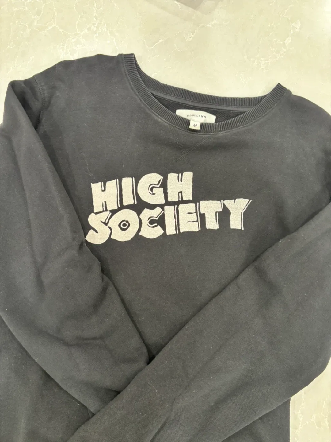 “High Society” Black Crewneck - Size M thumbnail