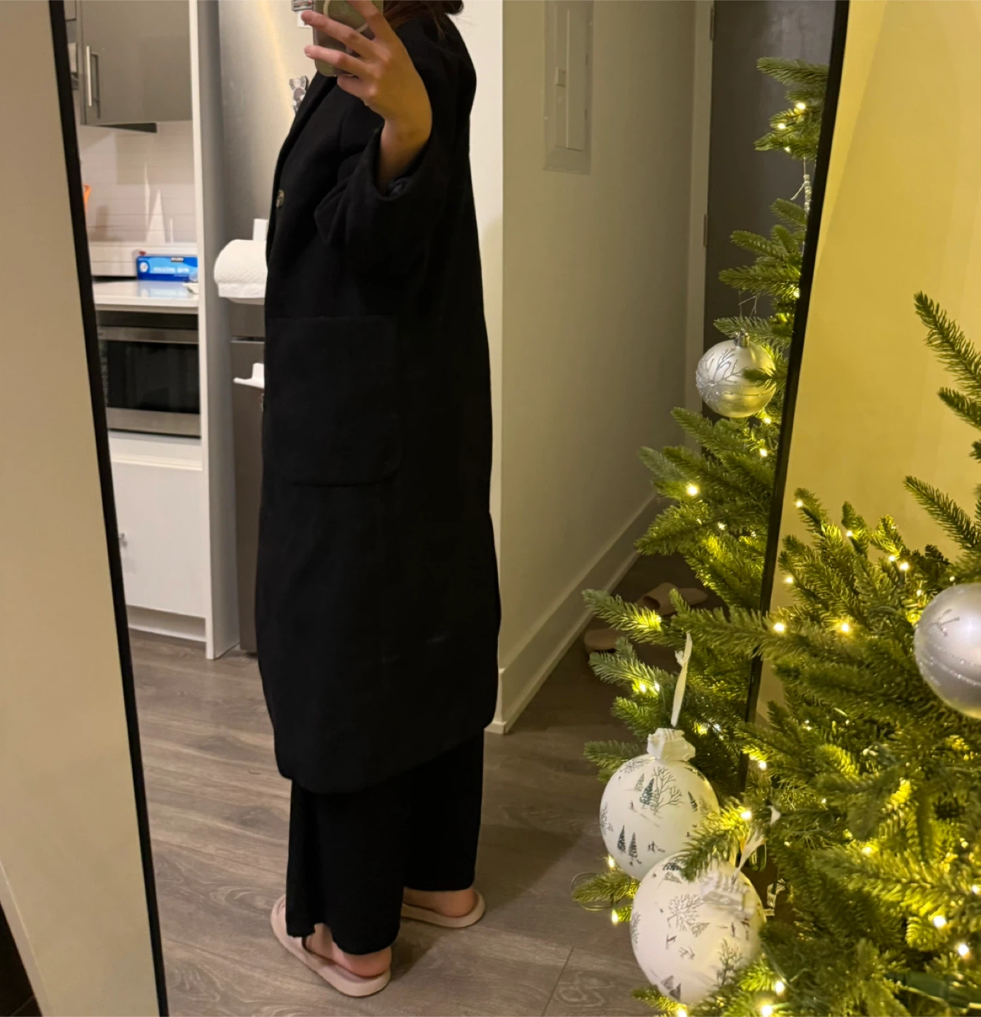 Pull&Bear Black Overcoat - Size S - photo 2
