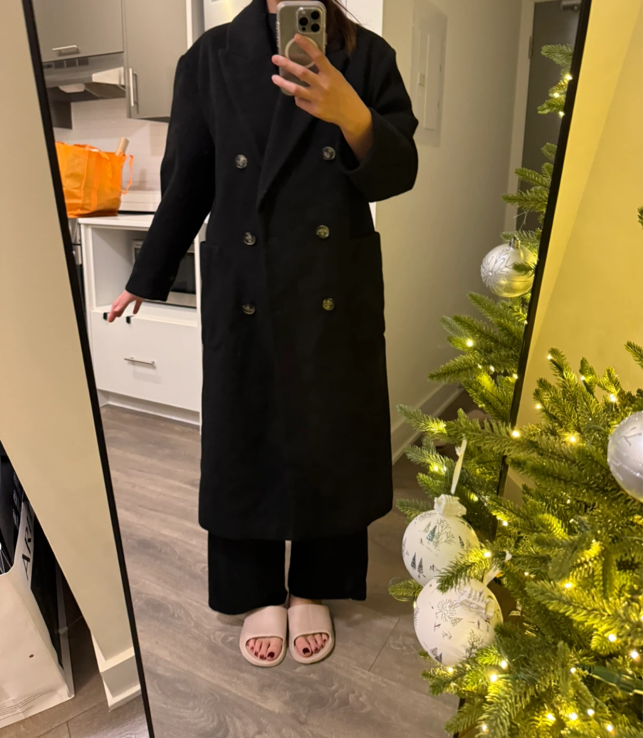 Pull&Bear Black Overcoat - Size S