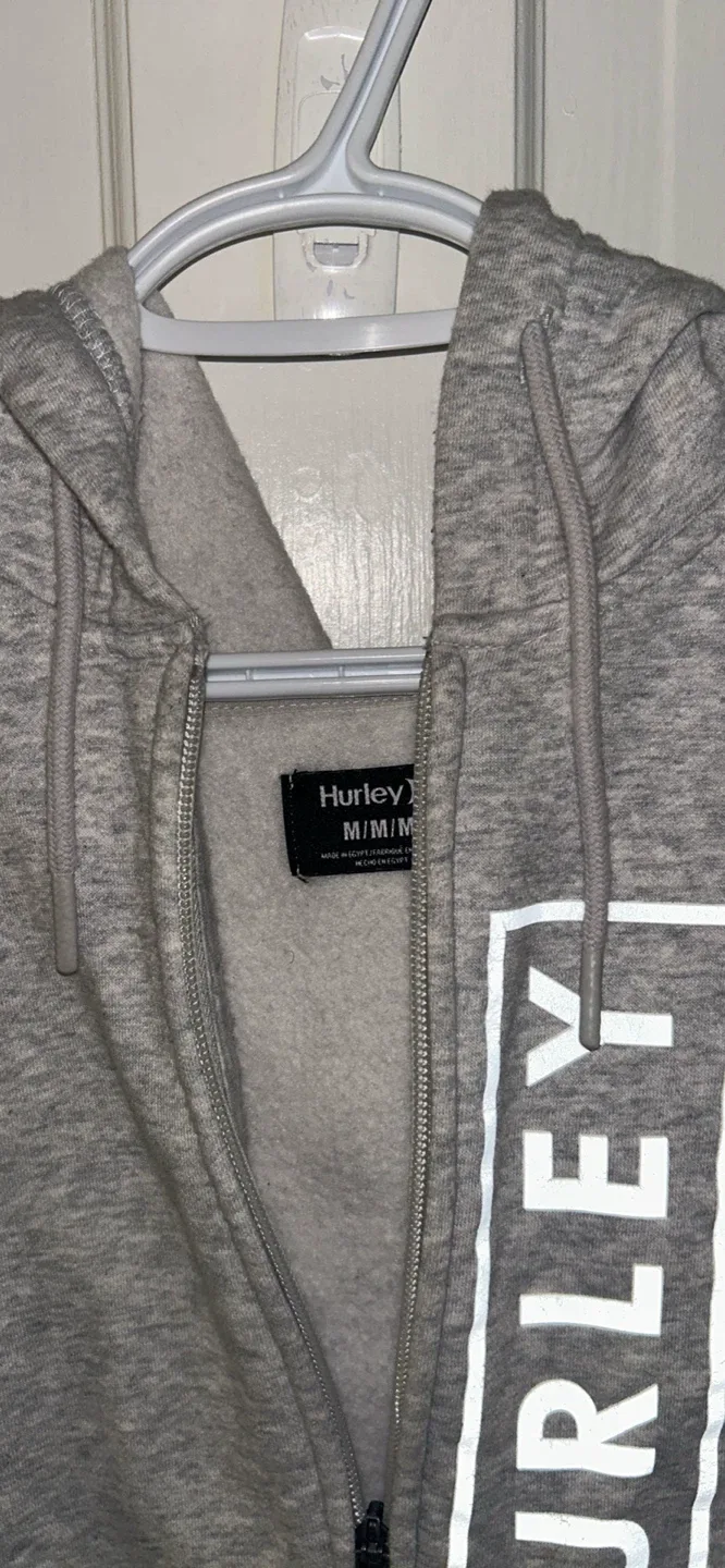 Hurley Grey Zip-Up Hoodie - Size M image indicator(4)