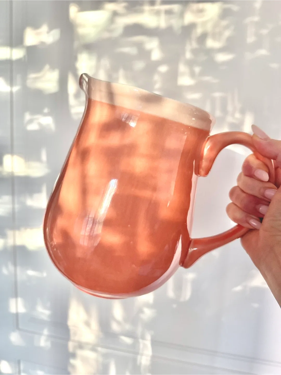 1998 Peach Ceramic Pitcher Vintage thumbnail
