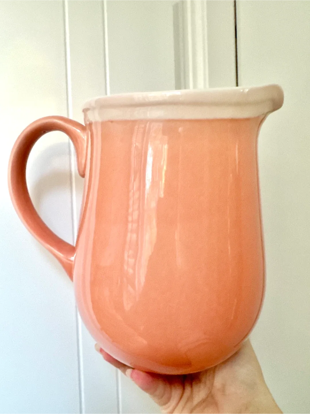1998 Peach Ceramic Pitcher Vintage image indicator(9)