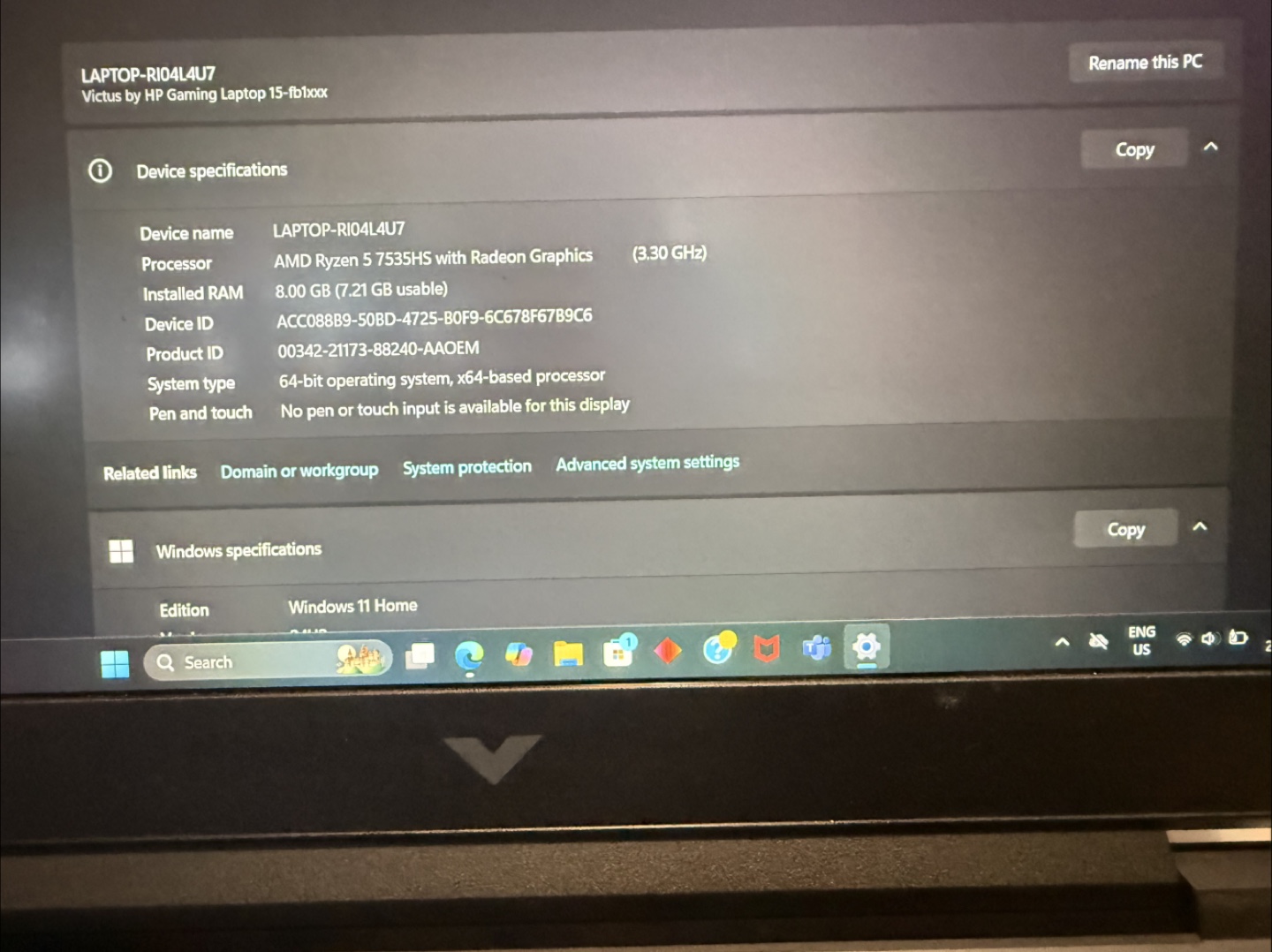 HP Victus Gaming Laptop - Ryzen 5, 8GB RAM - photo 4