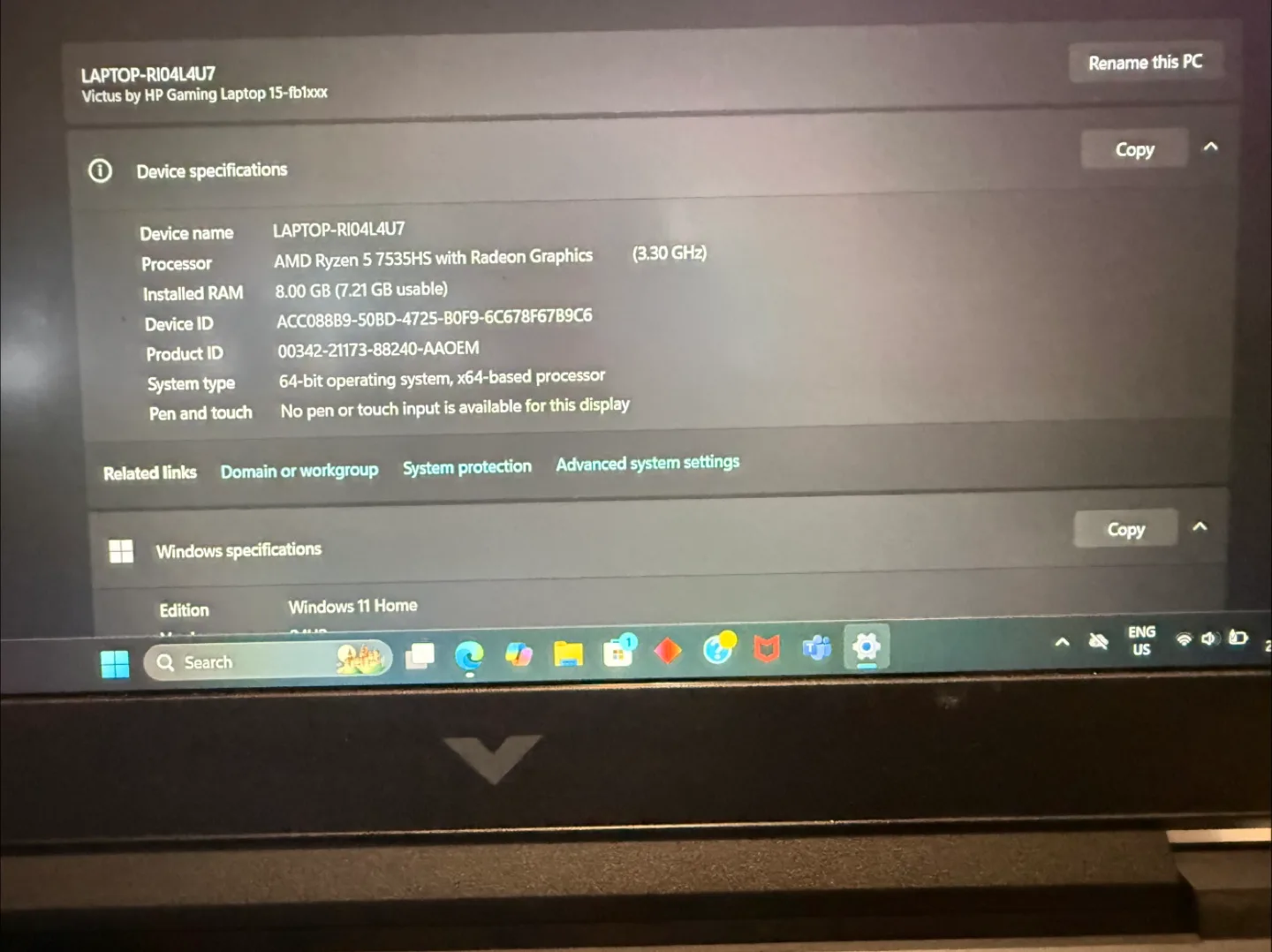 HP Victus Gaming Laptop - Ryzen 5, 8GB RAM image indicator(4)