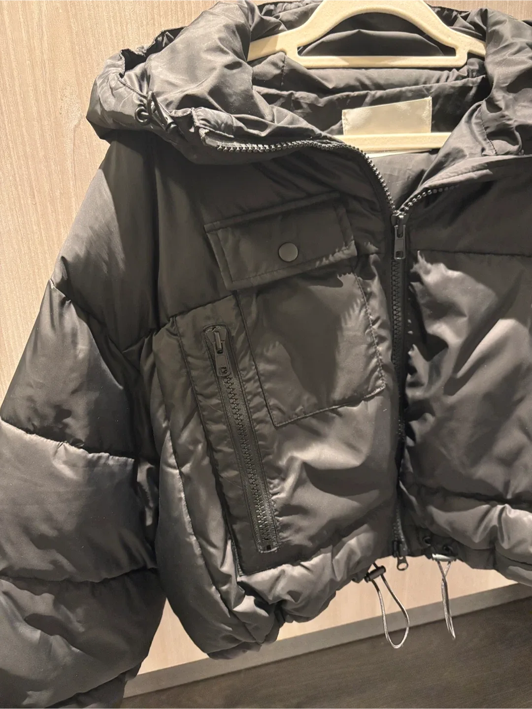 OAK + FORT Black Puffer Jacket - Size S thumbnail