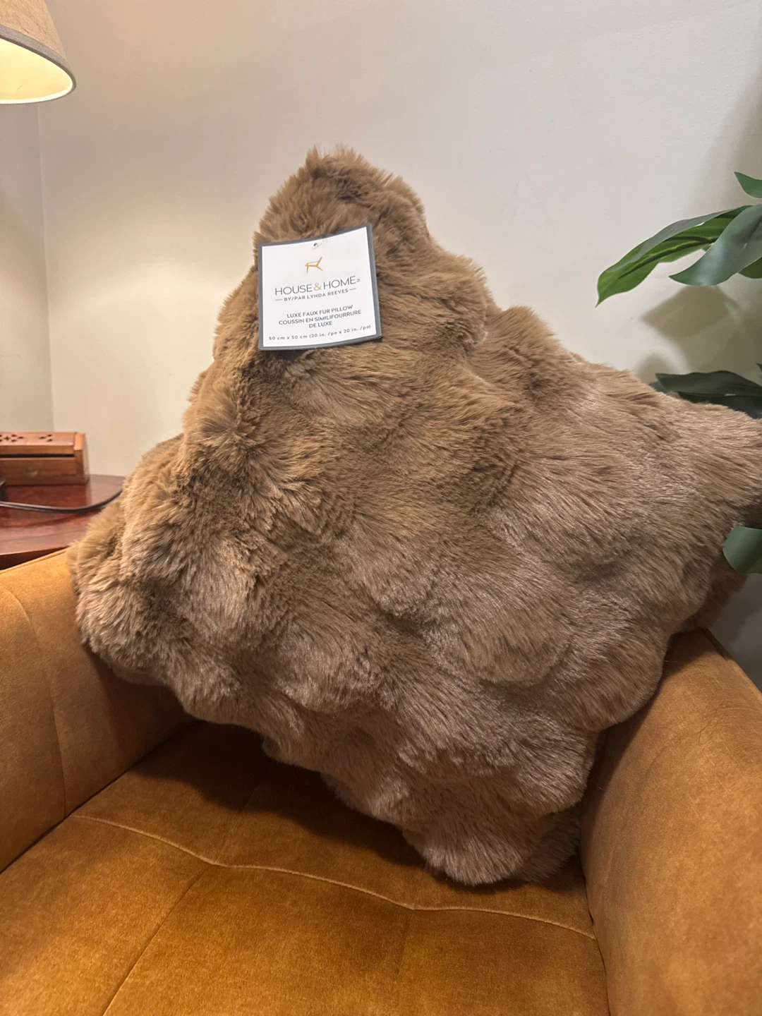 House & Home Luxe Faux Fur Pillow, 20"x20"