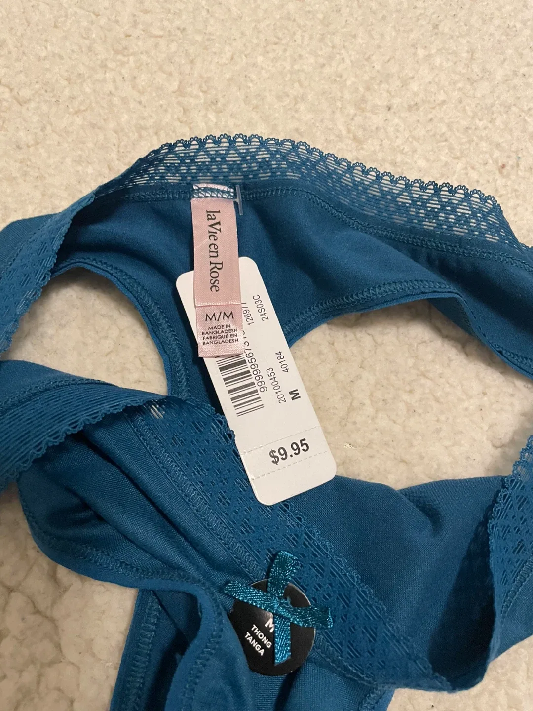 La Vie en Rose Thong - Size M - Teal image indicator(3)