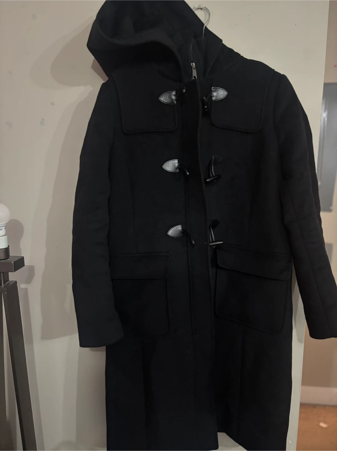 RW&CO. Black Wool Blend Duffle Coat - Size L