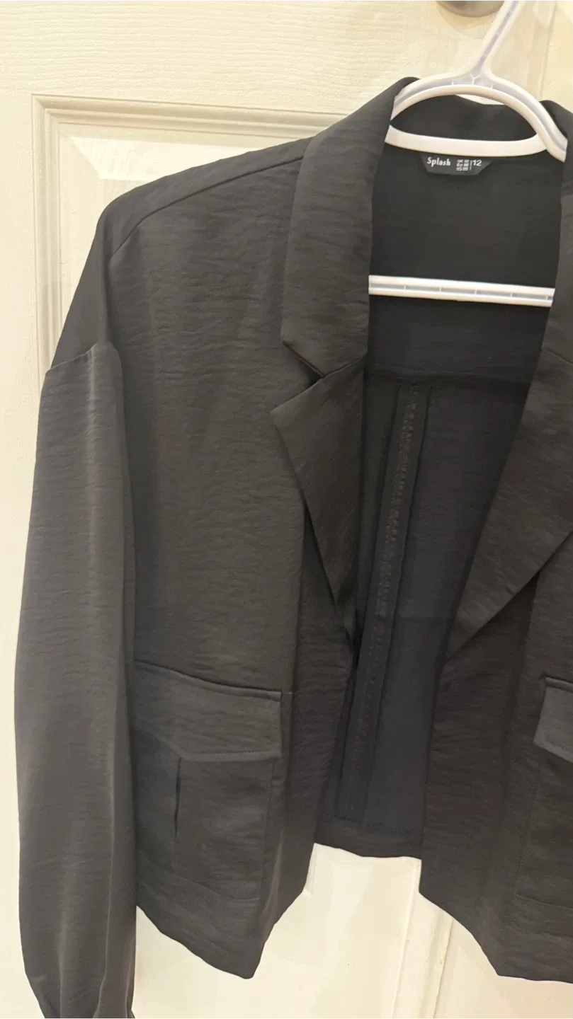 Satin Black Cropped Blazer - Size 12 image indicator(2)