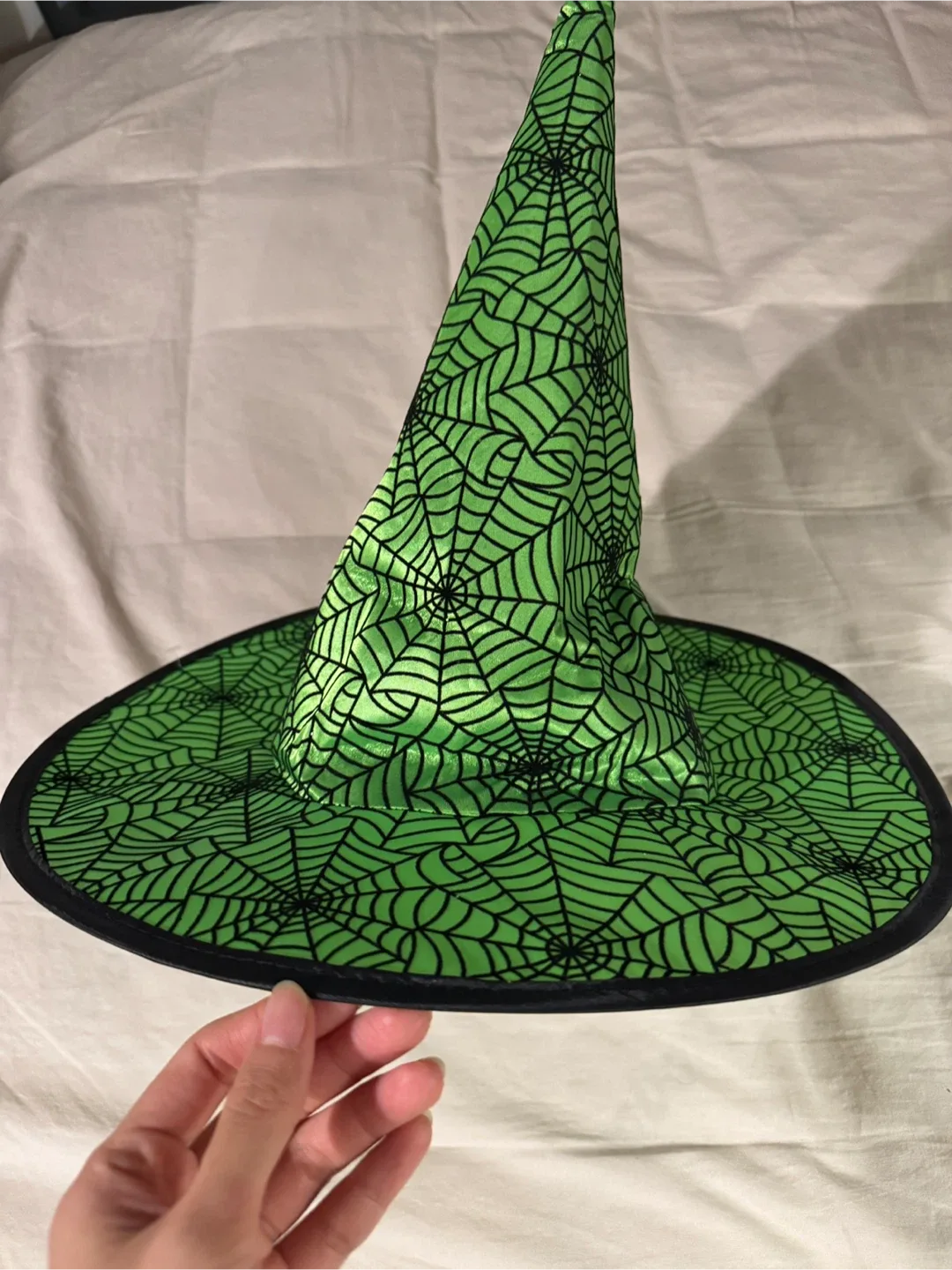 🎃Green Witch Hat with Spiderweb Design thumbnail