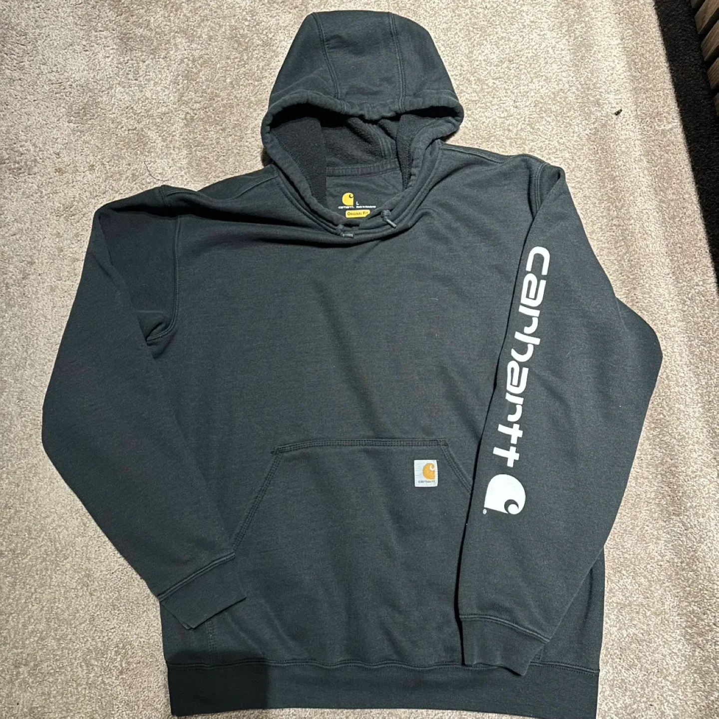 Carhartt Black Hoodie, Size Large
