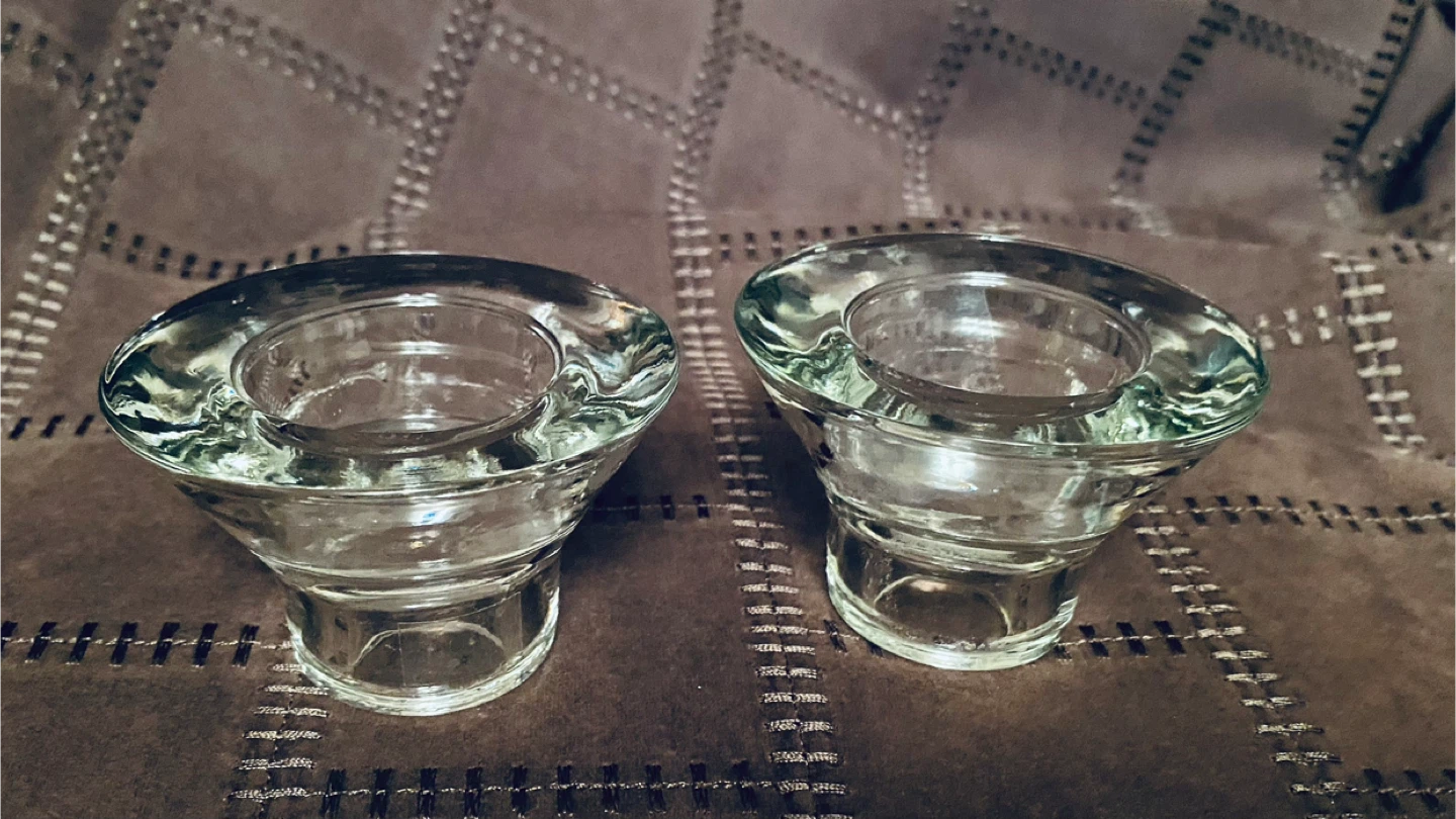 Clear Glass Candle Holders (Set of 2)