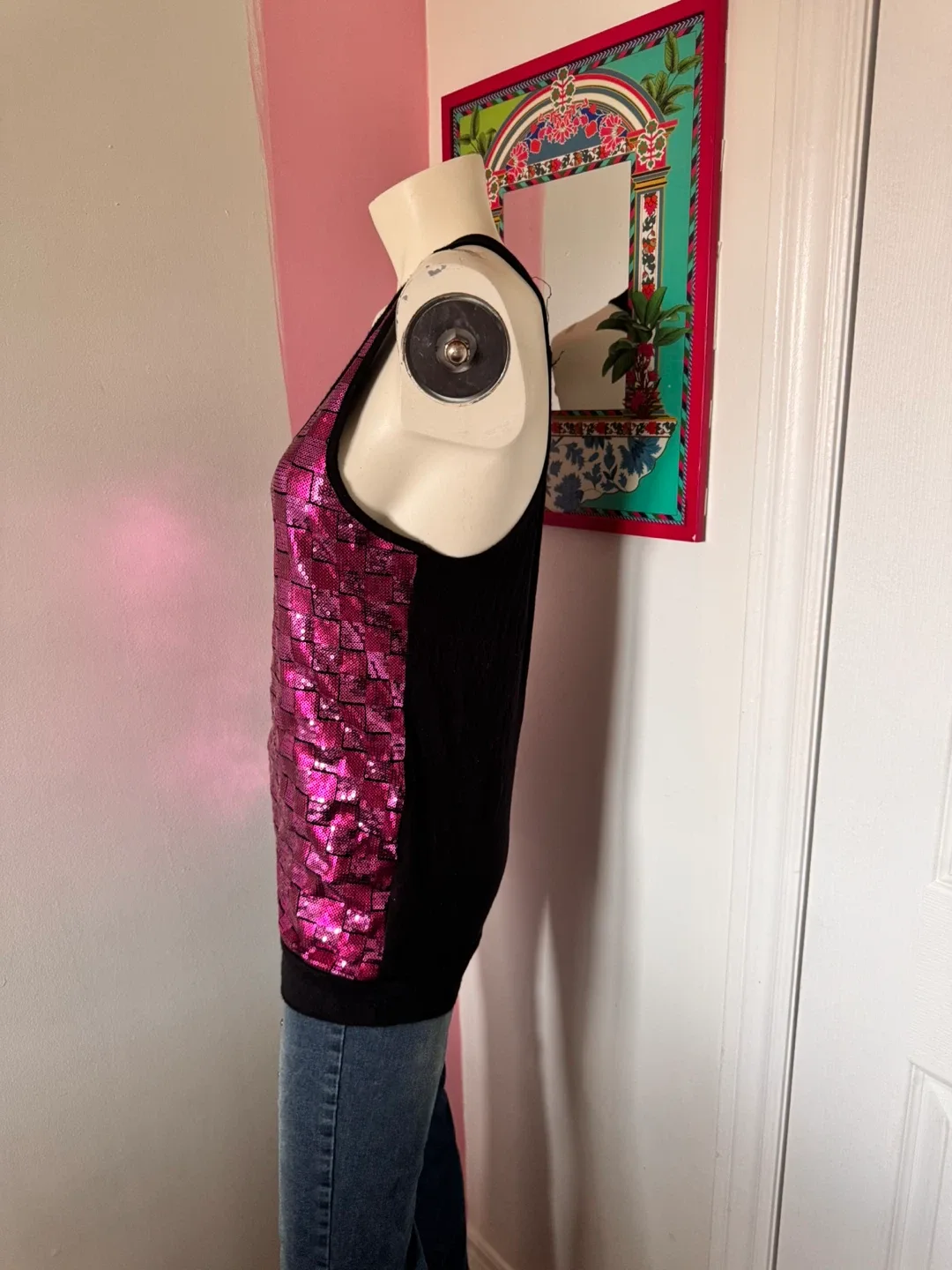 Pink Sequin Checkered Top image indicator(4)