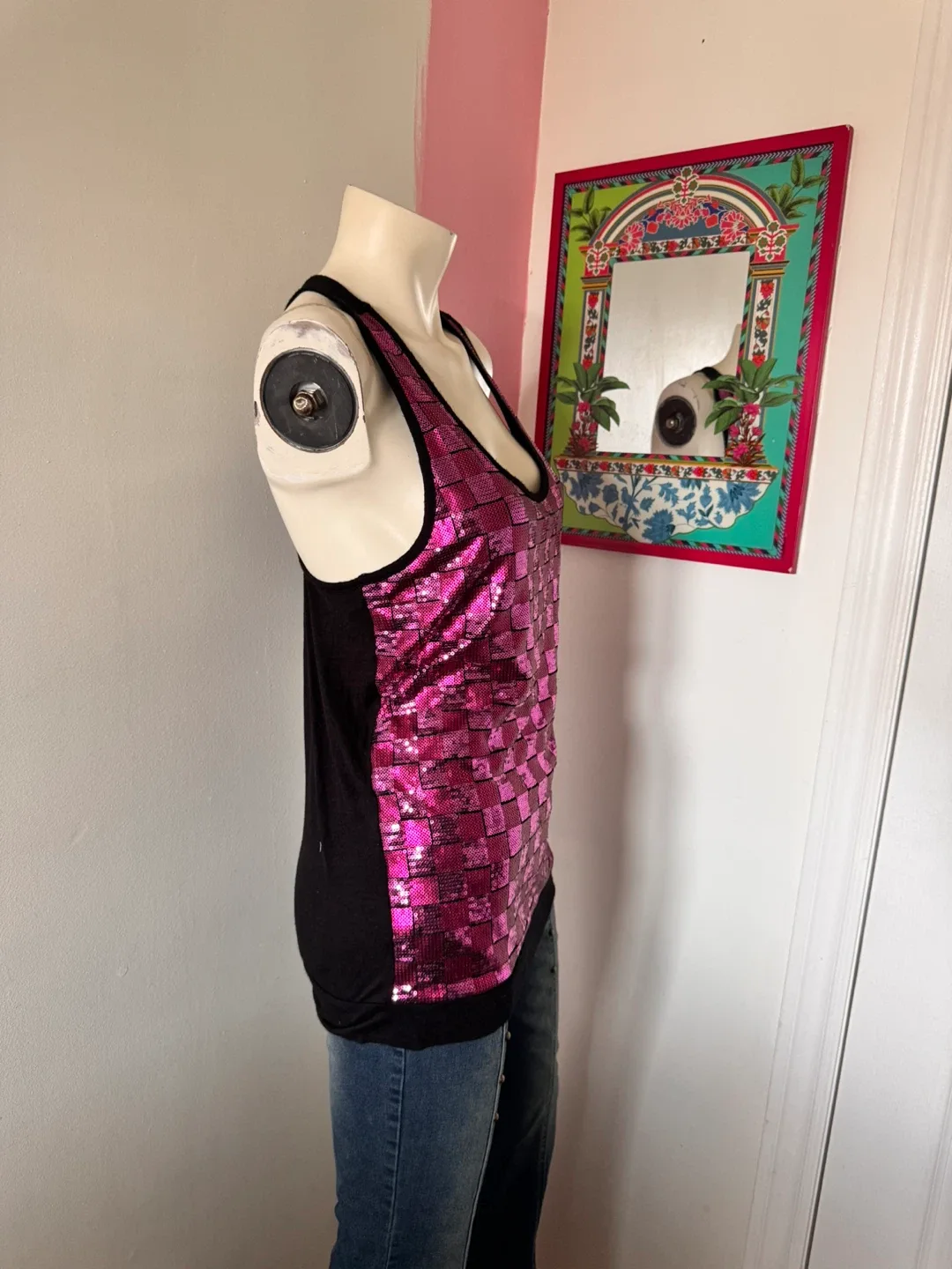 Pink Sequin Checkered Top image indicator(2)