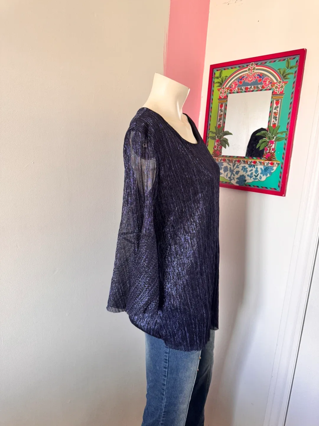 Sparkly Textured Blue Blouse image indicator(2)