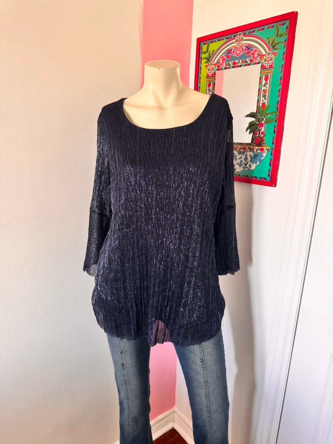 Sparkly Textured Blue Blouse thumbnail