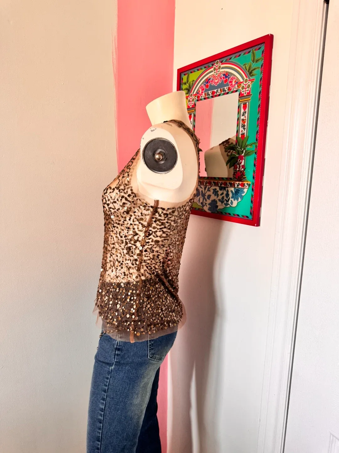 Sheer Brown Sequin Top image indicator(4)