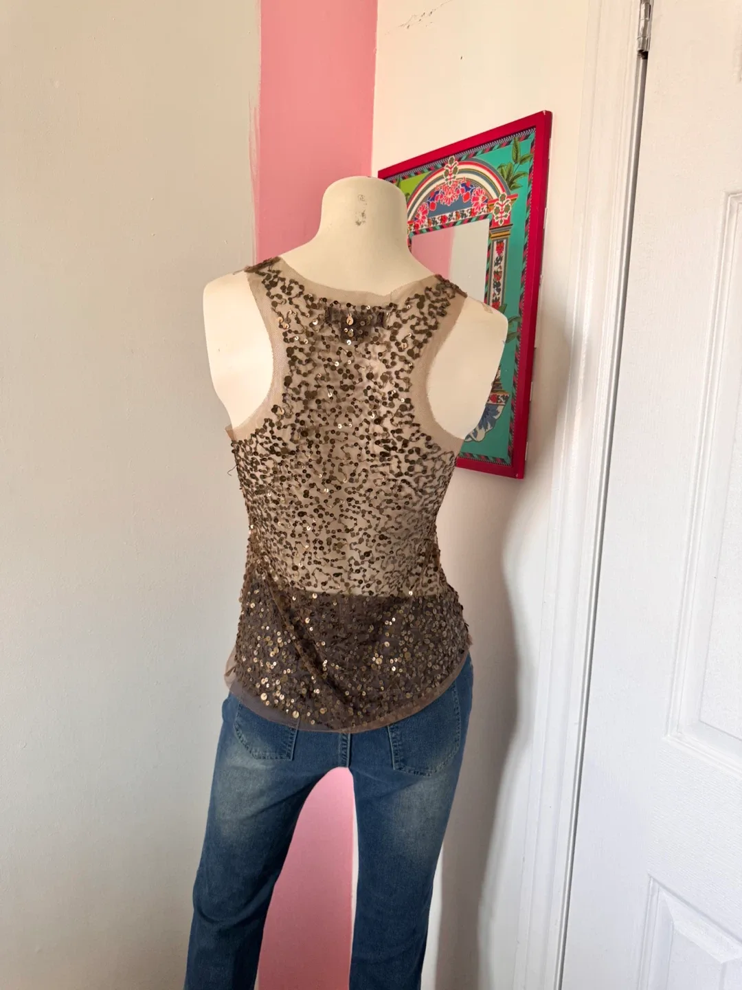 Sheer Brown Sequin Top image indicator(3)