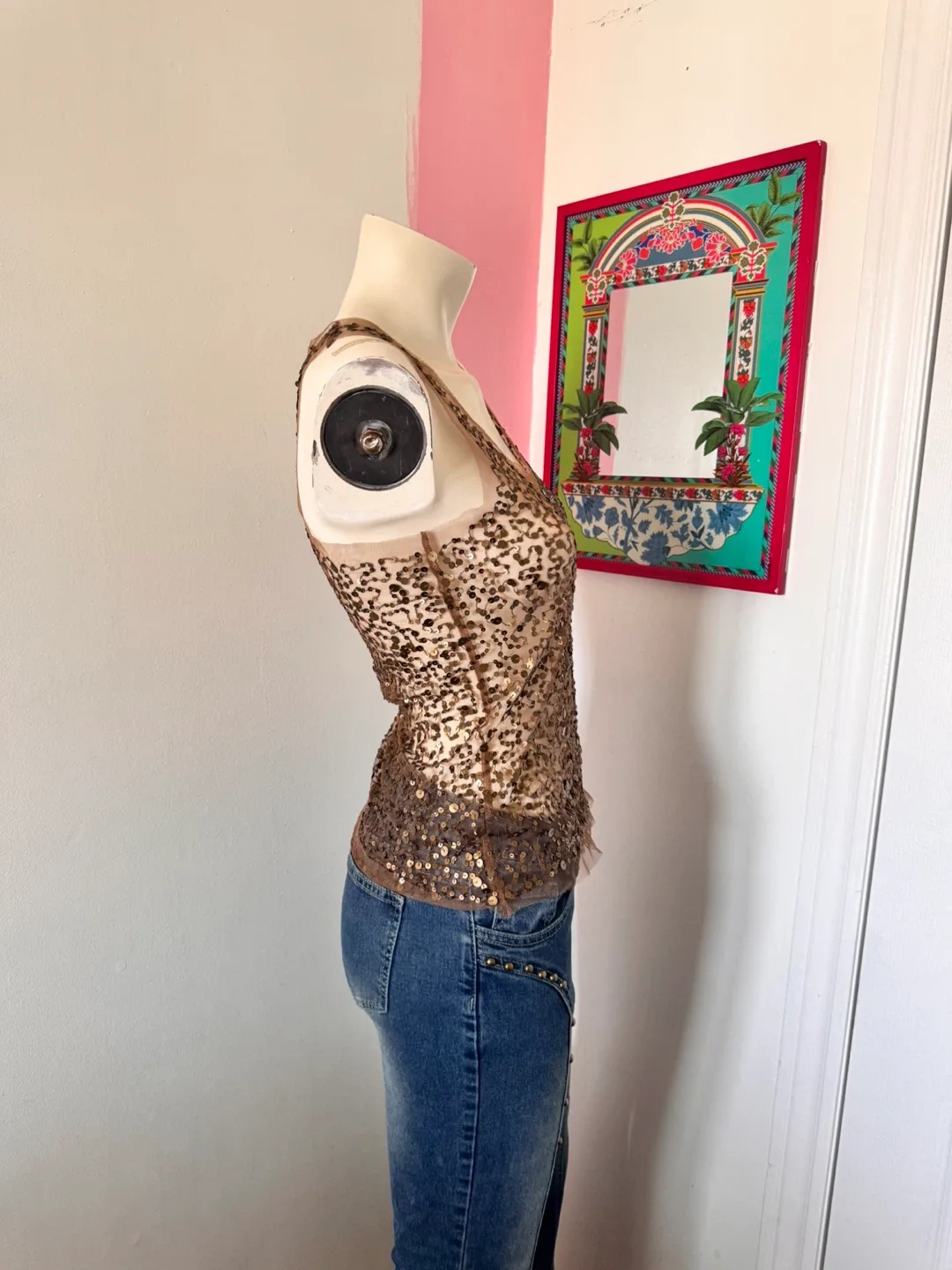 Sheer Brown Sequin Top image indicator(2)