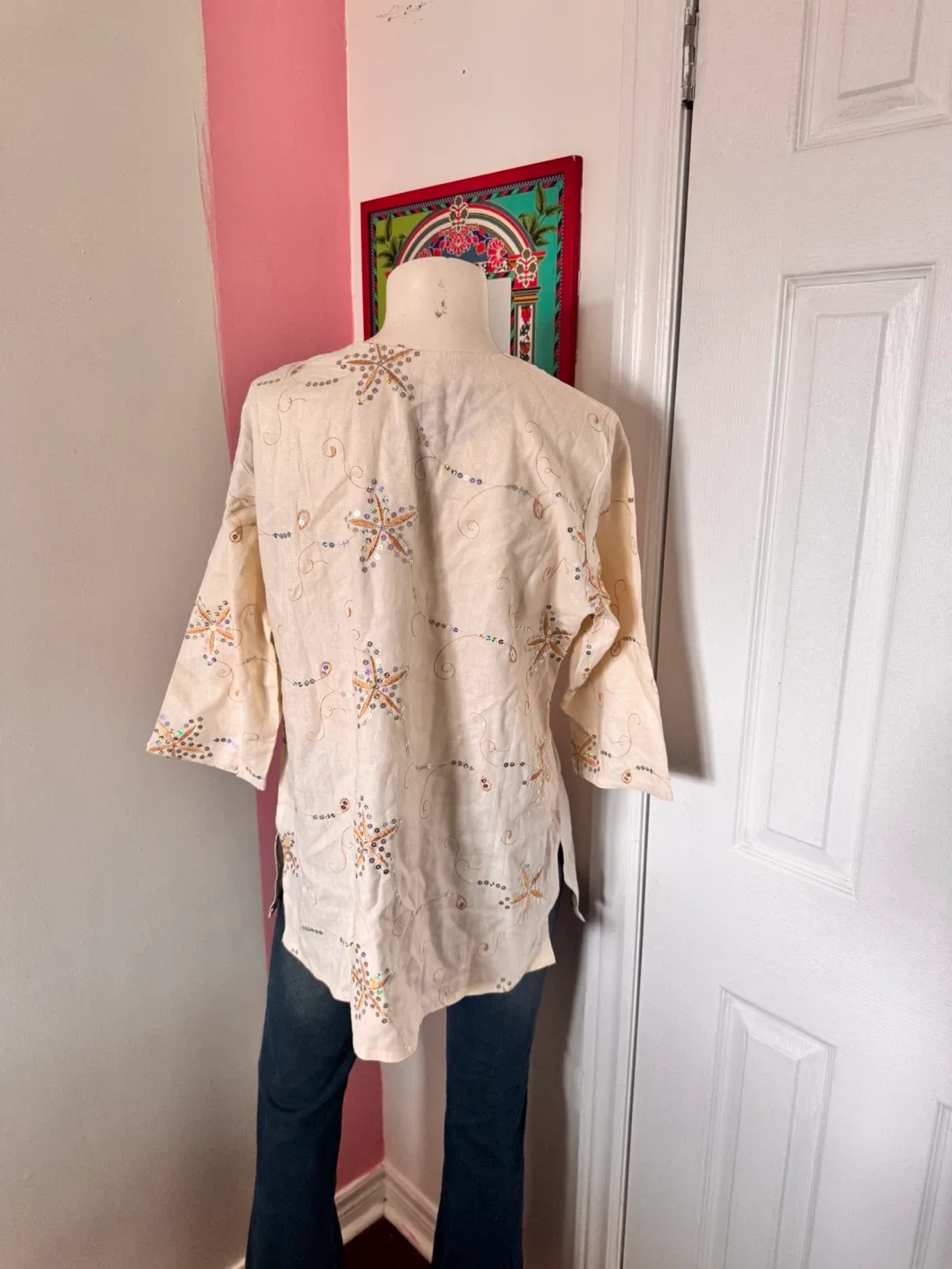 Cream Sequin Embellished Top image indicator(3)