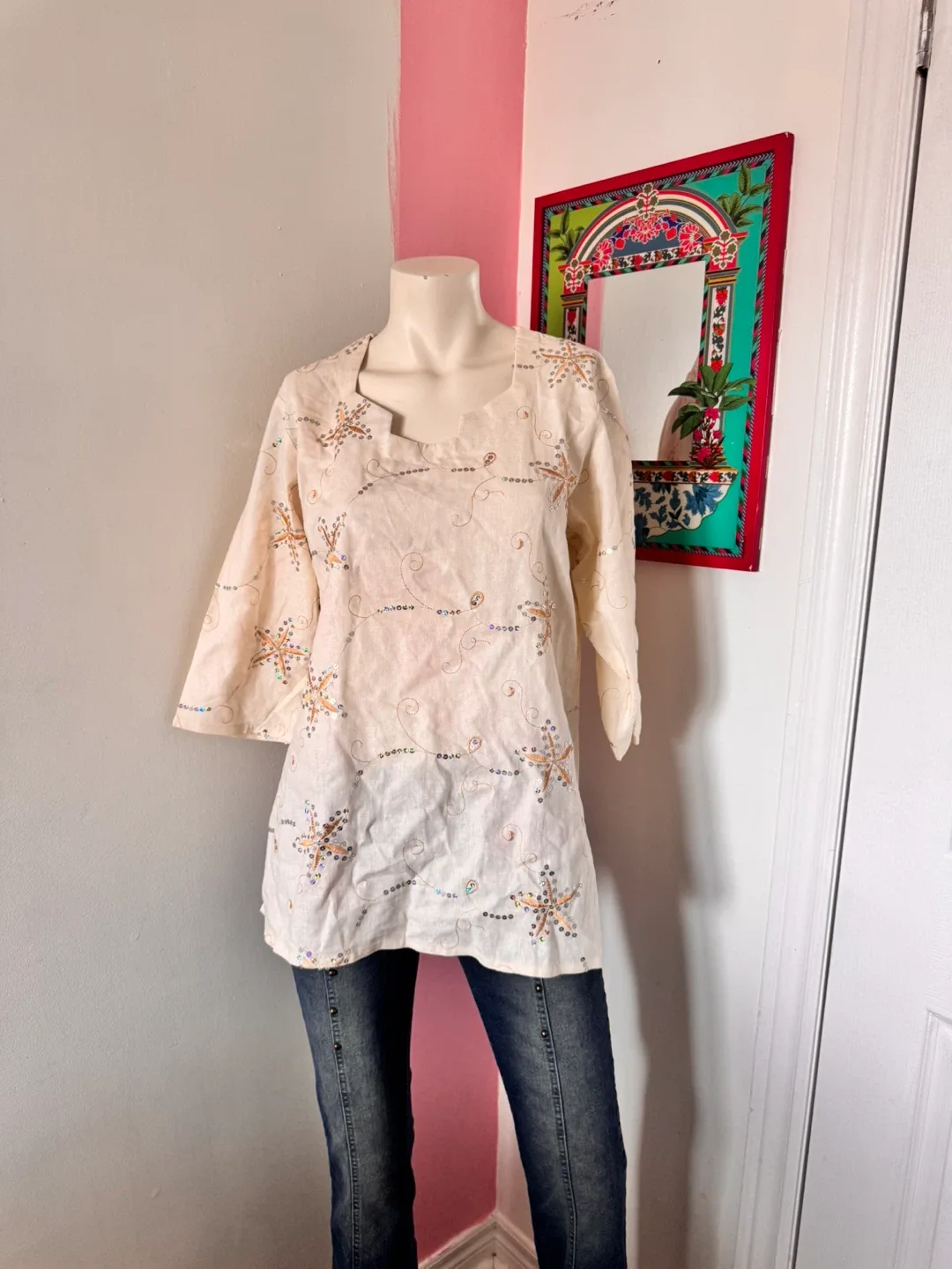 Cream Sequin Embellished Top thumbnail