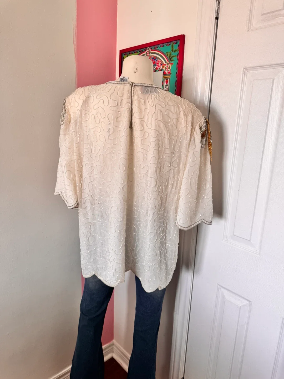 Embellished White Top with Shoulder Pads image indicator(3)