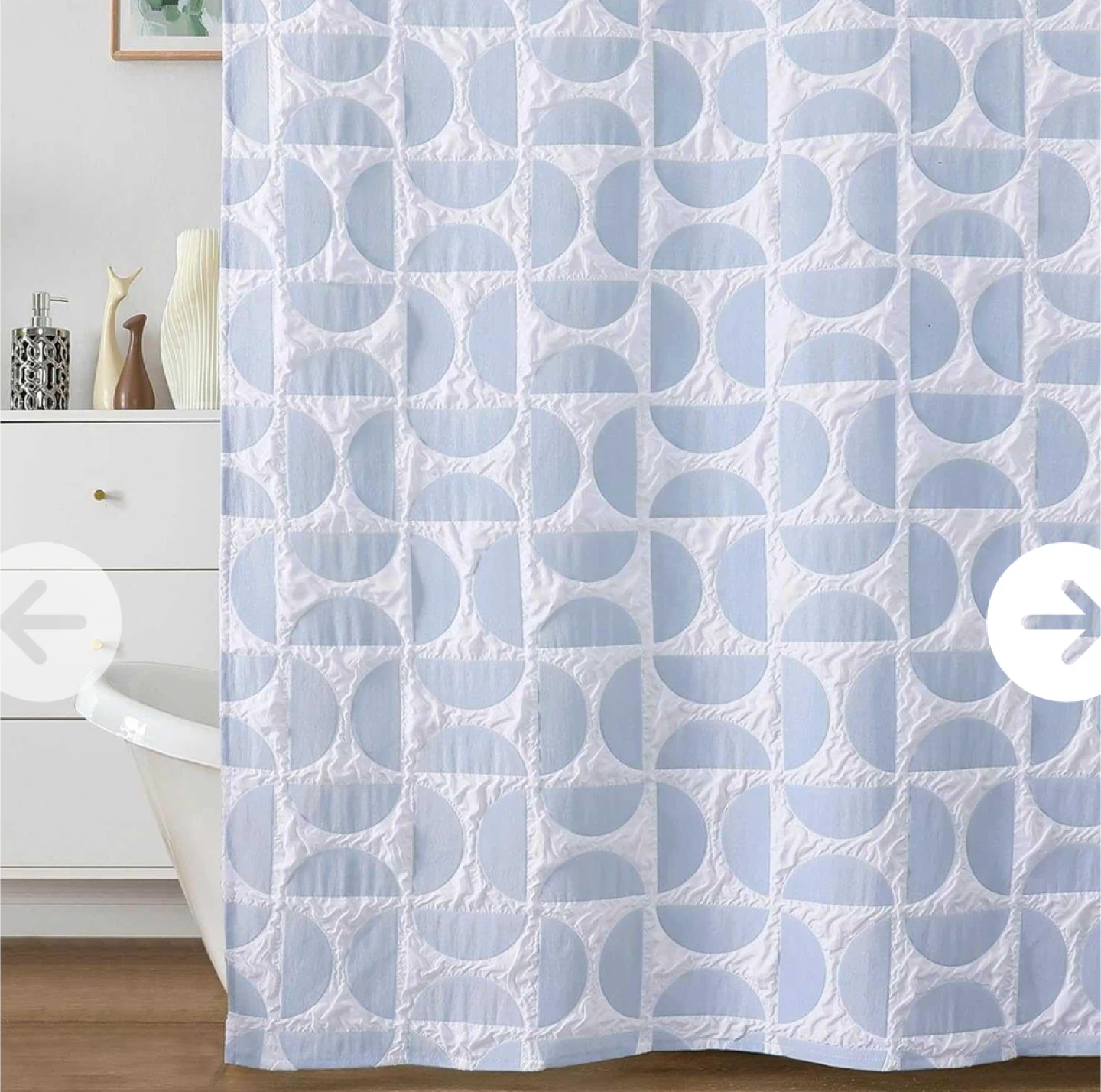Aiyufeng White and Blue Shower Curtain