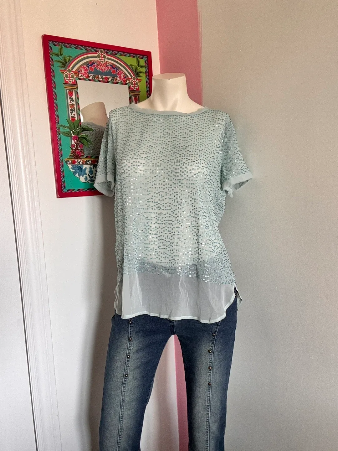 DKNY Blue Sequin Top thumbnail