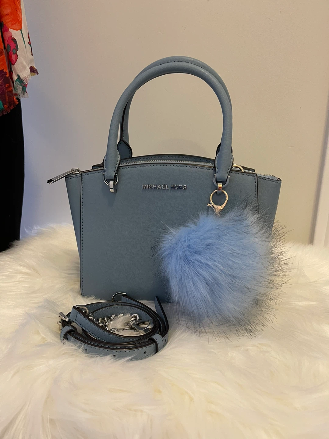 MK Ellis small l Satchel + NEW POMPOM KEY CHAIN