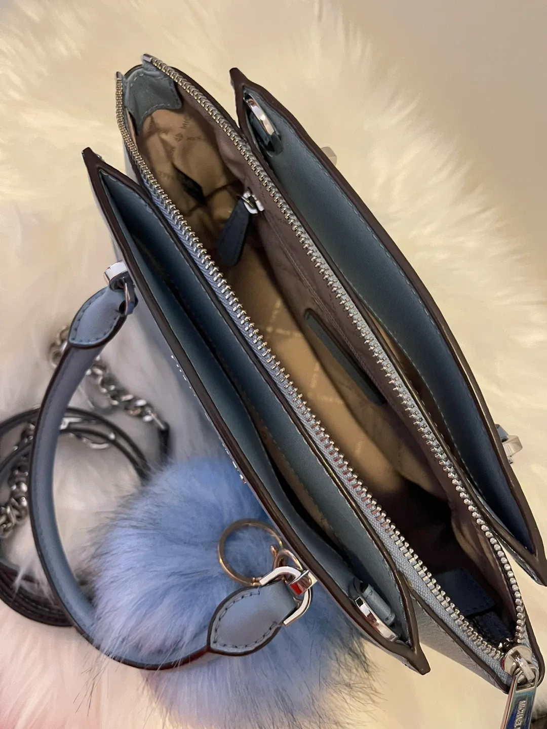 MK Ellis small l Satchel + NEW POMPOM KEY CHAIN image indicator(10)